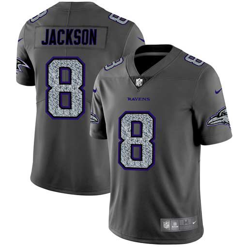 Men Baltimore Ravens 8 Jackson Nike Teams Gray Fashion Static Limited NFL Jerseys